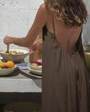 Solid Backless Cami Dress