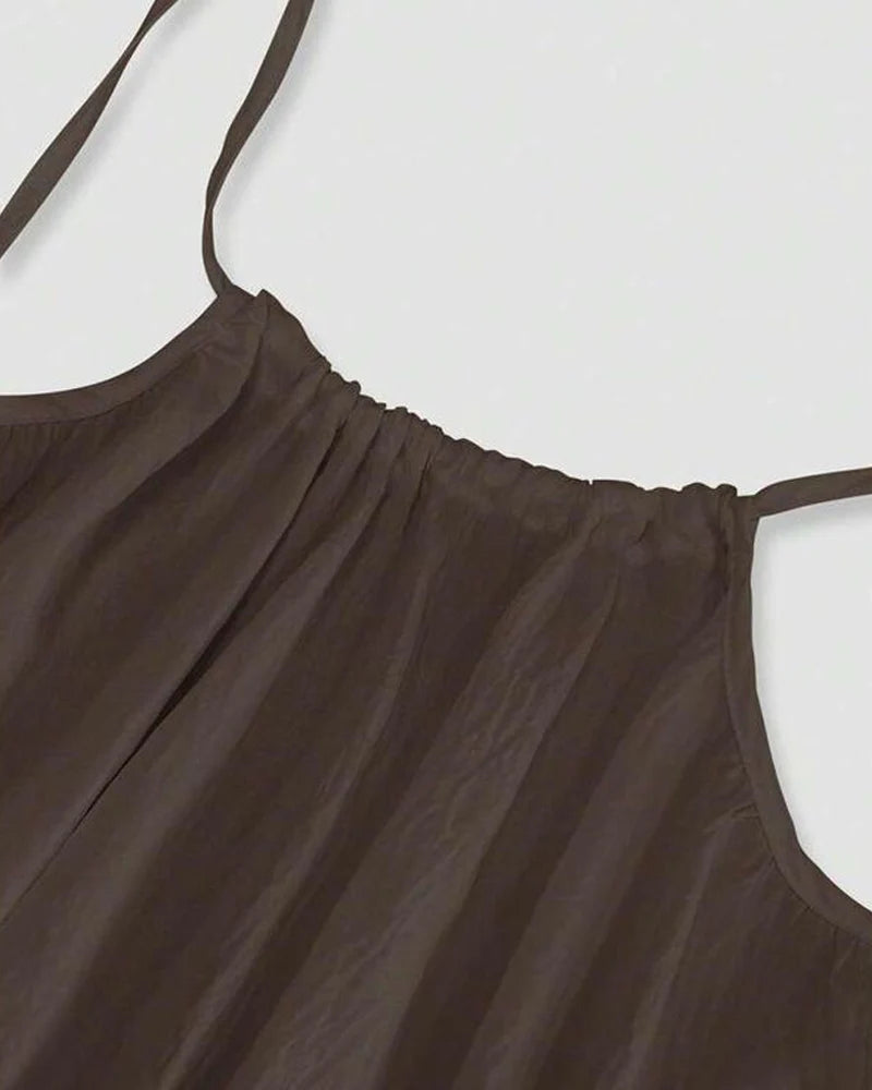 Solid Backless Cami Dress