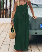 Solid Backless Cami Dress