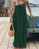 Solid Backless Cami Dress