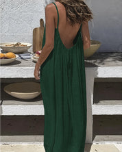 Solid Backless Cami Dress