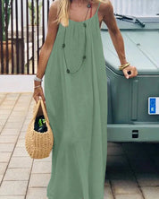 Solid Backless Cami Dress