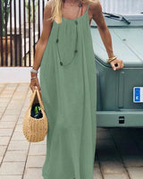 Solid Backless Cami Dress