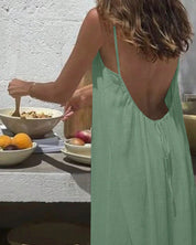 Solid Backless Cami Dress