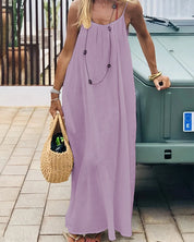 Solid Backless Cami Dress