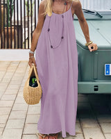 Solid Backless Cami Dress