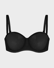 Sheer Mesh Strapless Underwire Balconette Bra