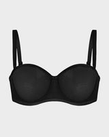 Sheer Mesh Strapless Underwire Balconette Bra