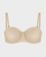 Sheer Mesh Strapless Underwire Balconette Bra