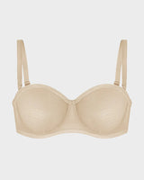 Sheer Mesh Strapless Underwire Balconette Bra
